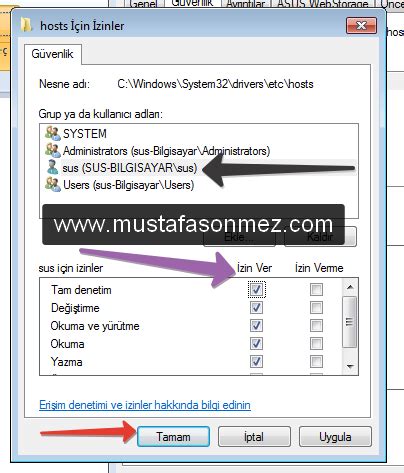 windows 7 host dosyası değiştirme